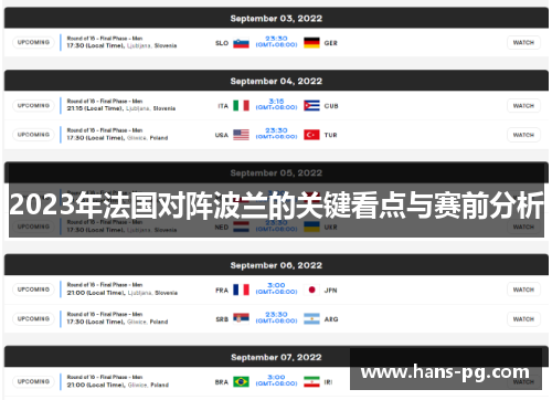2023年法国对阵波兰的关键看点与赛前分析
